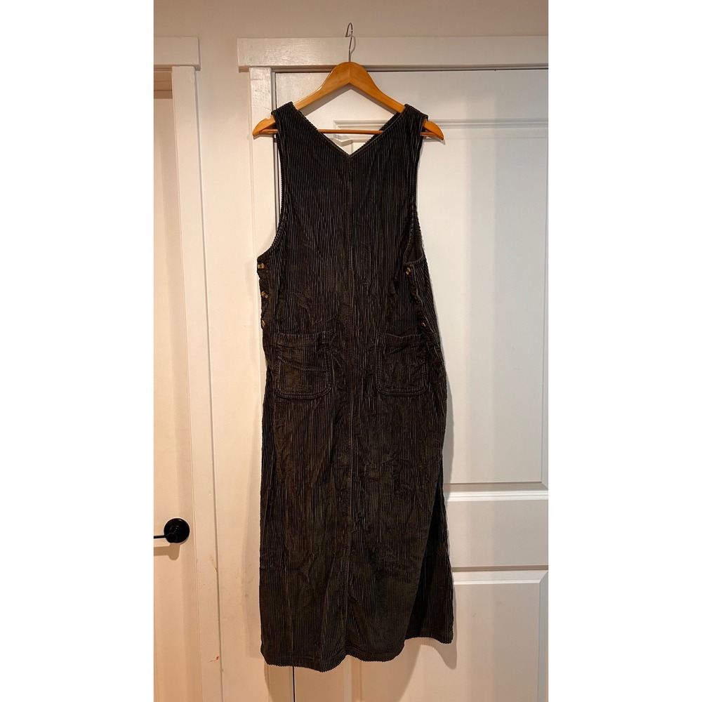 Vintage‎ HSZ Corduroy Jumper Overall Dress Midi Green Women's M 90s Western